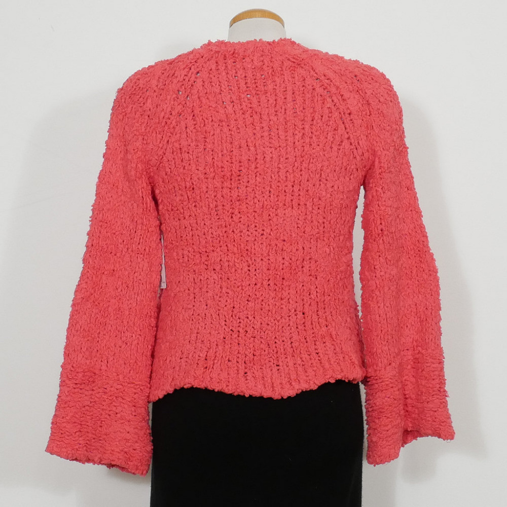 FREE PEOPLE Pink Sand Dune Bell Sleeve Sweater L - Picture 2 of 8